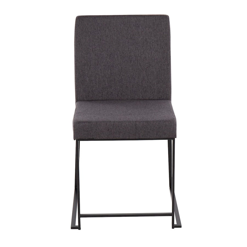 LumiSource Fuji High Back Dining Chair Set of 2 | Black Steel & Charcoal Fabric | Dining Room & Office Seating | Model DC-HBFUJIBKCHAR2