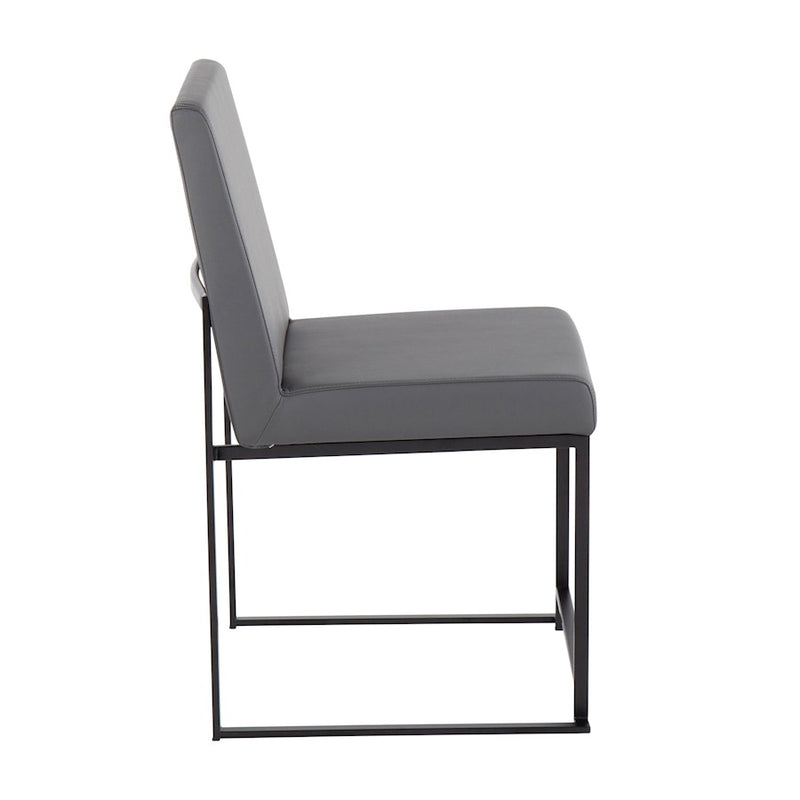 LumiSource Fuji High Back Dining Chair Set of 2 | Grey PU and Black Steel Frame | Dining Room & Home Office Seating | Model DC-HBFUJIBKGY2