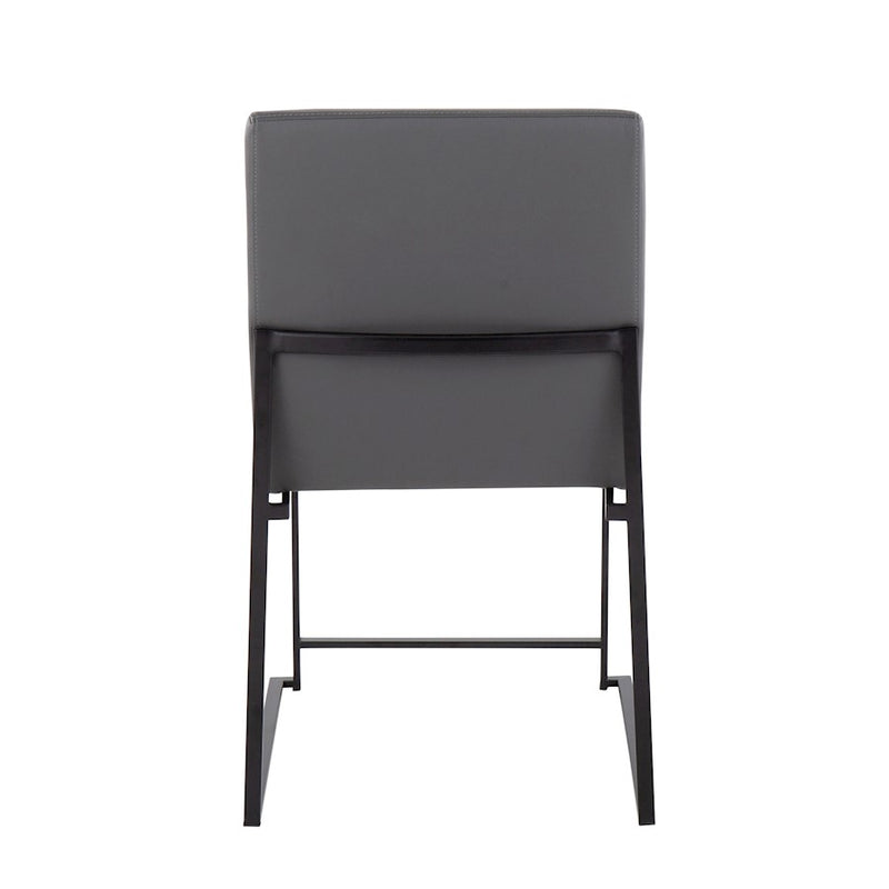 LumiSource Fuji High Back Dining Chair Set of 2 | Grey PU and Black Steel Frame | Dining Room & Home Office Seating | Model DC-HBFUJIBKGY2