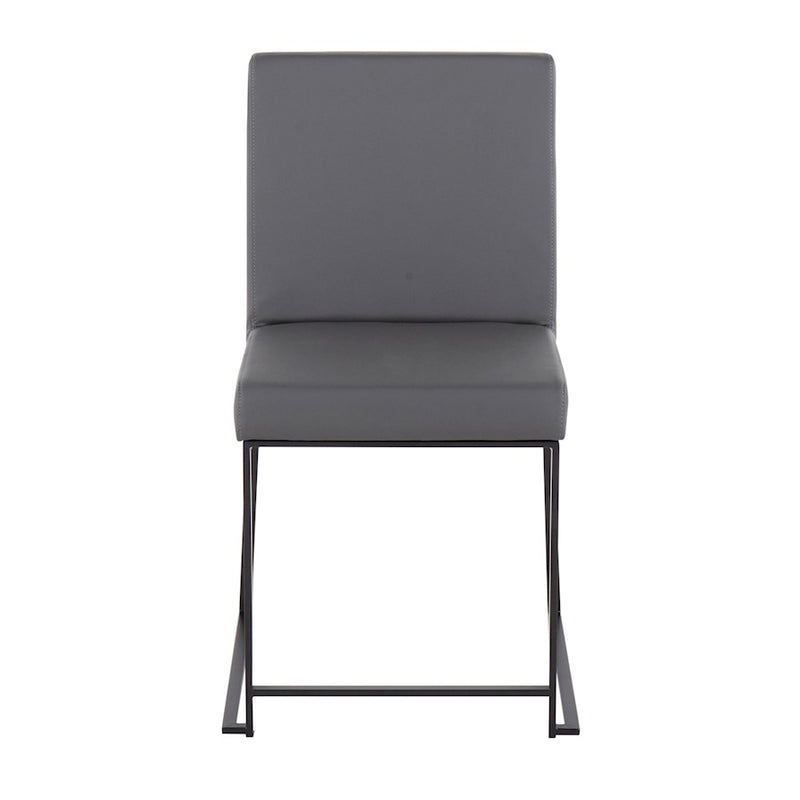 LumiSource Fuji High Back Dining Chair Set of 2 | Grey PU and Black Steel Frame | Dining Room & Home Office Seating | Model DC-HBFUJIBKGY2