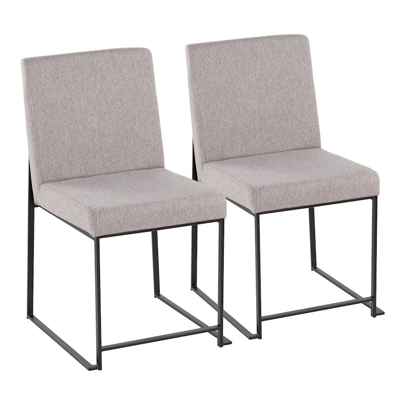 LumiSource High Back Fuji Dining Chair, Set/2, Black/GY Fabric - DC-HBFUJIBKLGY2