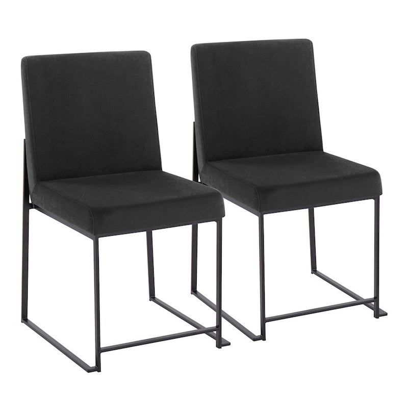 LumiSource Fuji High Back Dining Chair Set of 2 | Black Velvet and Black Steel Frame | Dining Room & Home Office Seating | Model DC-HBFUJIBKVBK2