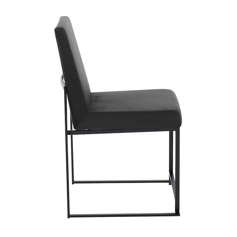 LumiSource Fuji High Back Dining Chair Set of 2 | Black Velvet and Black Steel Frame | Dining Room & Home Office Seating | Model DC-HBFUJIBKVBK2