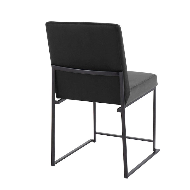 LumiSource Fuji High Back Dining Chair Set of 2 | Black Velvet and Black Steel Frame | Dining Room & Home Office Seating | Model DC-HBFUJIBKVBK2