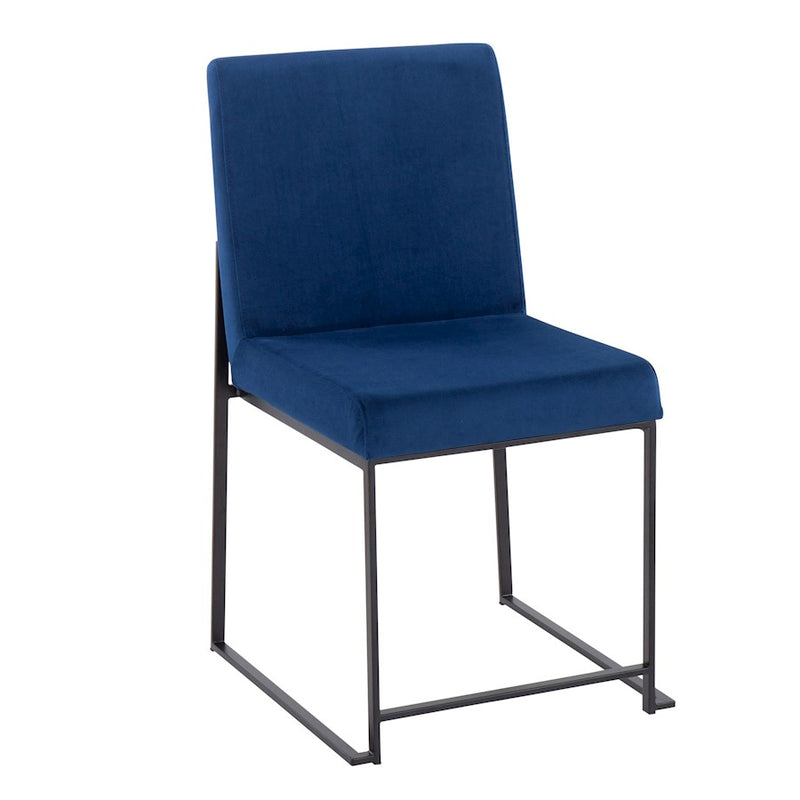LumiSource High Back Fuji Dining Chair, Set of 2, Black/Blue