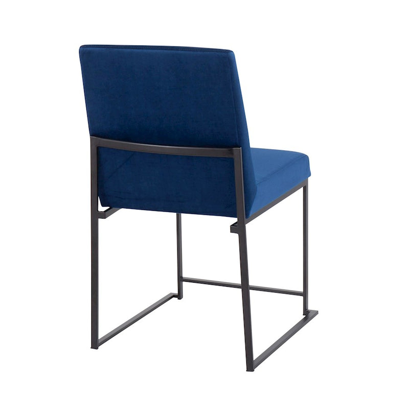 LumiSource High Back Fuji Dining Chair, Set of 2, Black/Blue
