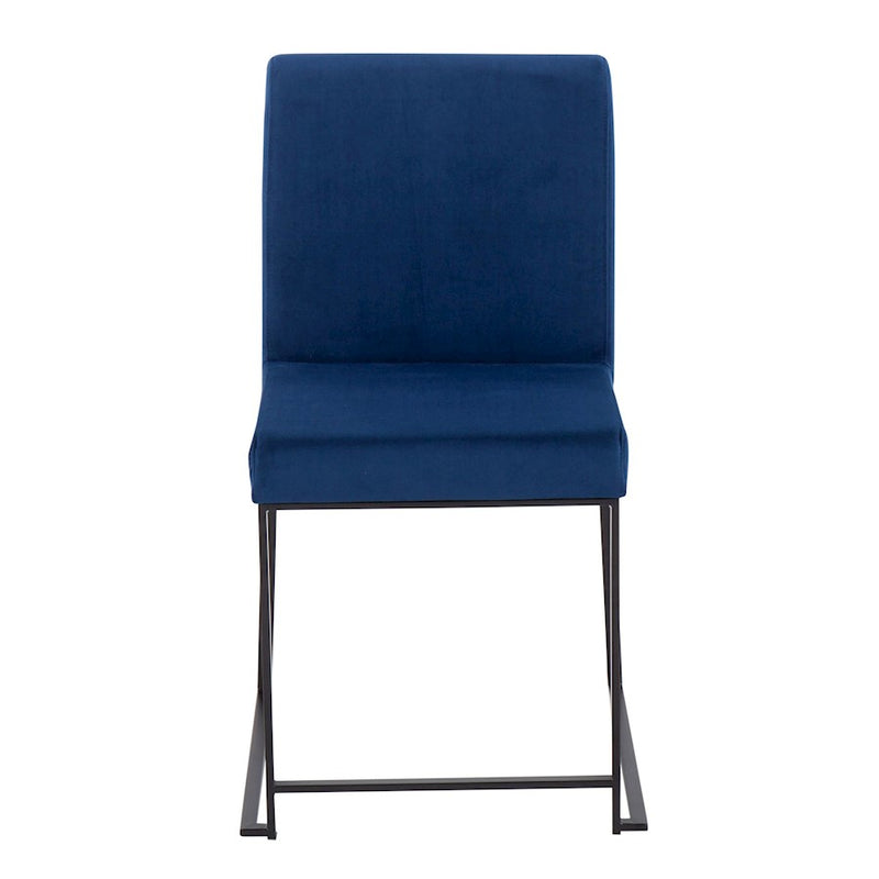 LumiSource Fuji High Back Dining Chair Set of 2 | Blue Velvet and Black Steel Frame | Dining Room & Home Office Seating | Model DC-HBFUJIBKVBU2