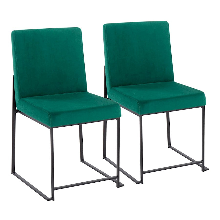 LumiSource High Back Fuji Dining Chair, Set of 2, Black/Green - DC-HBFUJIBKVGN2