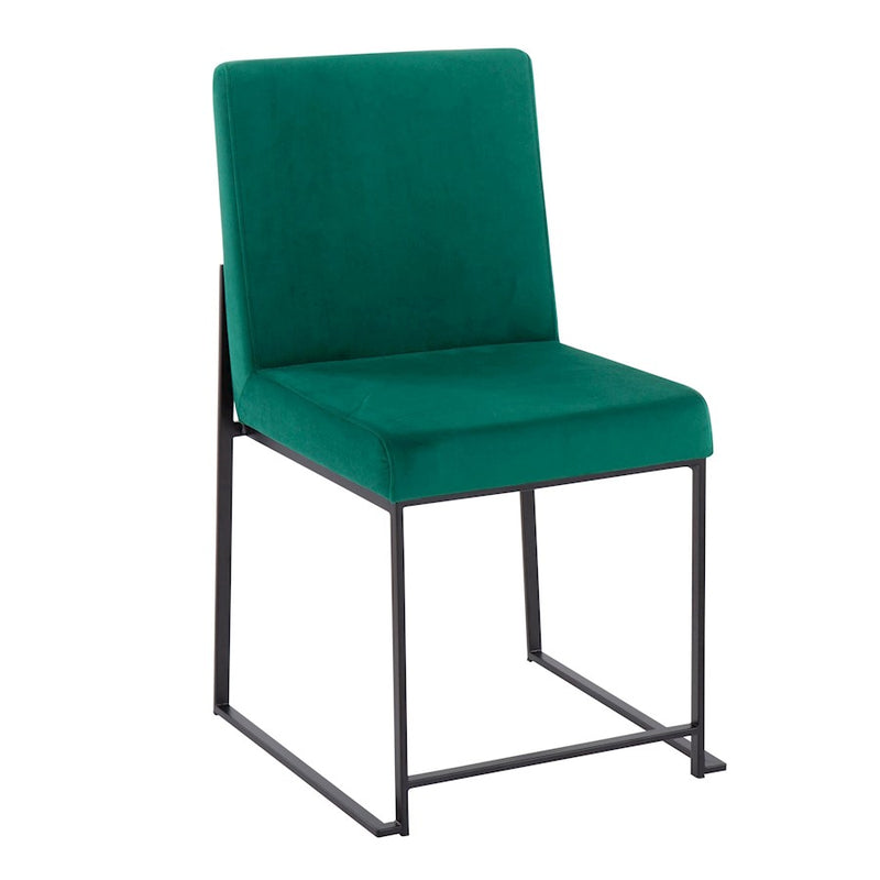 LumiSource High Back Fuji Dining Chair, Set of 2, Black/Green
