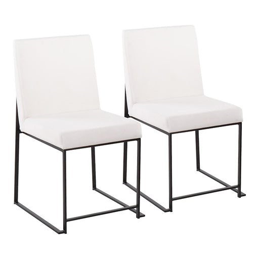 LumiSource High Back Fuji Dining Chair, Set/2, BK/White Velvet - DC-HBFUJIBKVW2
