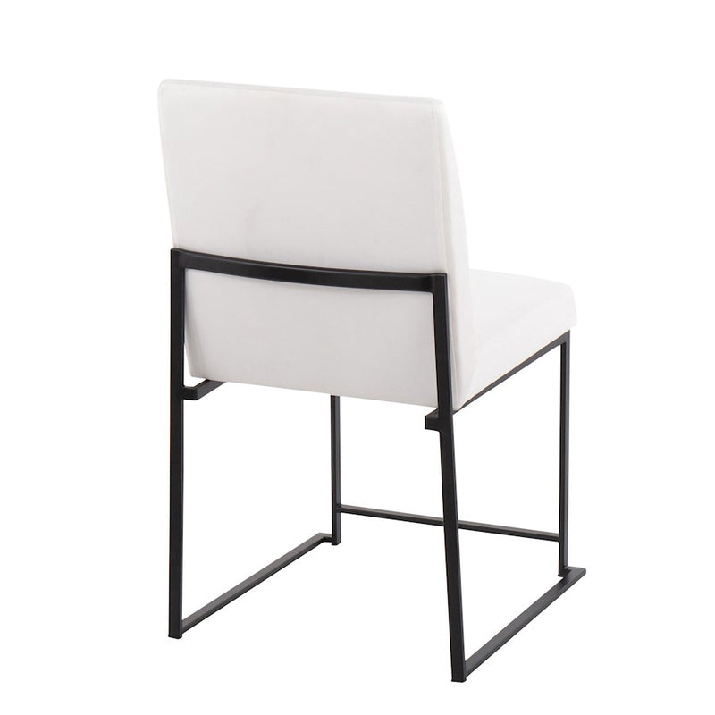 LumiSource High Back Fuji Dining Chair, Set of 2, Black/White Velvet