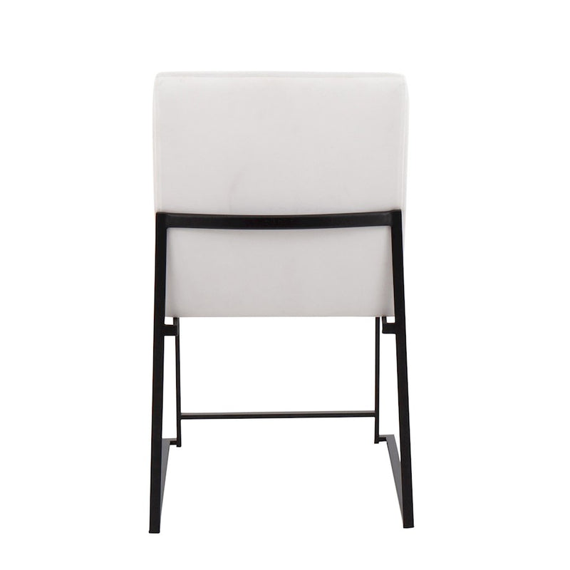 LumiSource Fuji High Back Dining Chair Set of 2 | Black Steel & White Velvet | Dining Room & Office Seating | Model DC-HBFUJIBKVW2