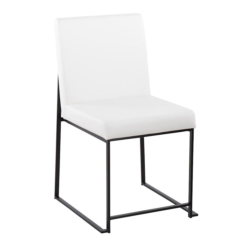 LumiSource Fuji High Back Dining Chair Set of 2 | Black Steel & White PU Leather | Dining Room & Office Seating | Model DC-HBFUJIBKW2