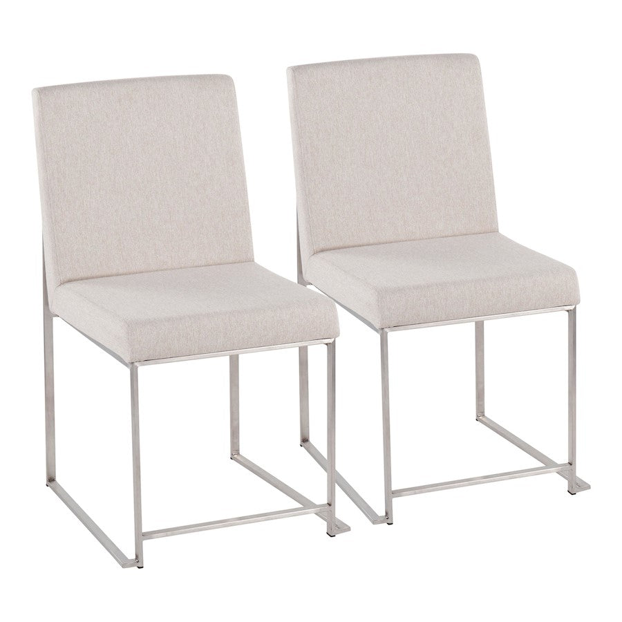 LumiSource High Back Fuji Dining Chair, Set/2, BRST/Beige - DC-HBFUJISSBG2