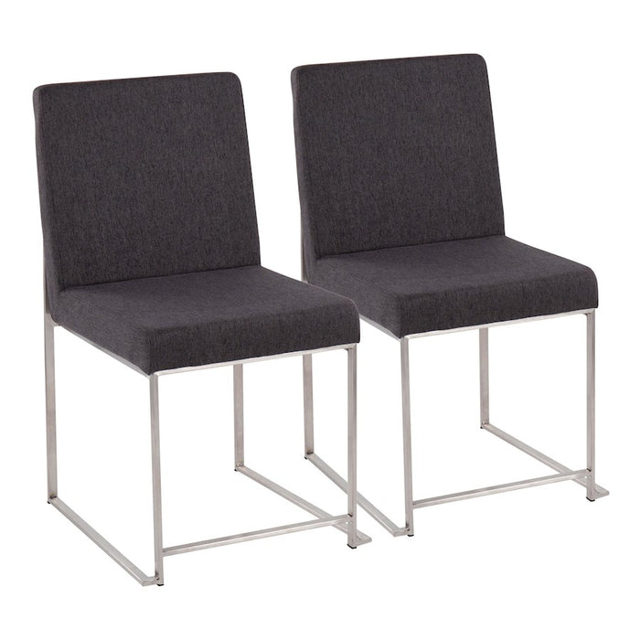 LumiSource High Back Fuji Dining Chair, Set/2, BRST/CHAR - DC-HBFUJISSCHAR2