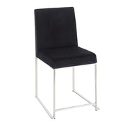 LumiSource Fuji High Back Dining Chair Set of 2 | Brushed Stainless Steel & Black Velvet | Dining Room & Home Office Seating | Model DC-HBFUJISSVBK2