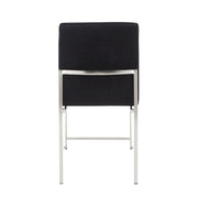 LumiSource Fuji High Back Dining Chair Set of 2 | Brushed Stainless Steel & Black Velvet | Dining Room & Home Office Seating | Model DC-HBFUJISSVBK2