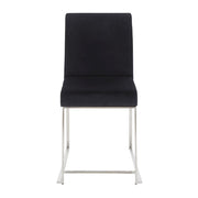 LumiSource Fuji High Back Dining Chair Set of 2 | Brushed Stainless Steel & Black Velvet | Dining Room & Home Office Seating | Model DC-HBFUJISSVBK2