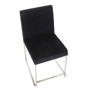 LumiSource Fuji High Back Dining Chair Set of 2 | Brushed Stainless Steel & Black Velvet | Dining Room & Home Office Seating | Model DC-HBFUJISSVBK2