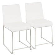 LumiSource Fuji High Back Dining Chair Set of 2 | Brushed Stainless Steel and White Velvet | Dining Room & Office Seating | Model DC-HBFUJISSVW2