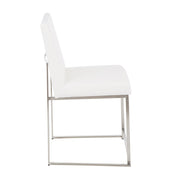 LumiSource Fuji High Back Dining Chair Set of 2 | Brushed Stainless Steel and White Velvet | Dining Room & Office Seating | Model DC-HBFUJISSVW2