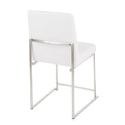 LumiSource Fuji High Back Dining Chair Set of 2 | Brushed Stainless Steel and White Velvet | Dining Room & Office Seating | Model DC-HBFUJISSVW2