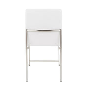 LumiSource Fuji High Back Dining Chair Set of 2 | Brushed Stainless Steel and White Velvet | Dining Room & Office Seating | Model DC-HBFUJISSVW2