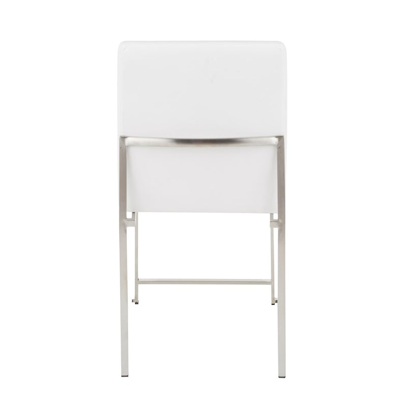 LumiSource Fuji High Back Dining Chair Set of 2 | Brushed Stainless Steel and White Velvet | Dining Room & Office Seating | Model DC-HBFUJISSVW2