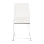 LumiSource Fuji High Back Dining Chair Set of 2 | Brushed Stainless Steel and White Velvet | Dining Room & Office Seating | Model DC-HBFUJISSVW2