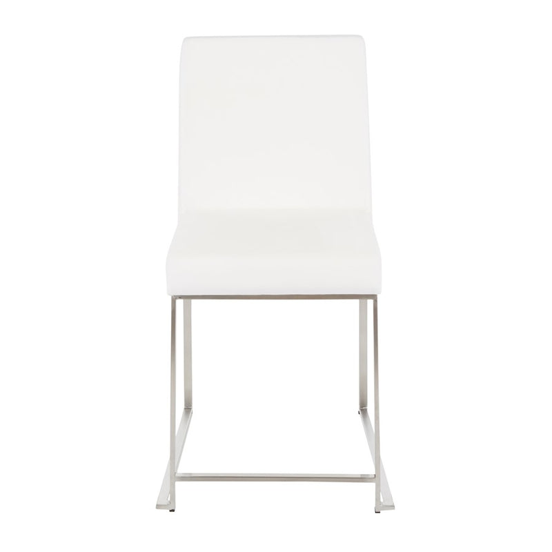 LumiSource Fuji High Back Dining Chair Set of 2 | Brushed Stainless Steel and White Velvet | Dining Room & Office Seating | Model DC-HBFUJISSVW2