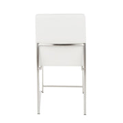 LumiSource Fuji High Back Dining Chair Set of 2 | Brushed Steel and White PU | Dining Room & Home Office Seating | Model DC-HBFUJISSW2