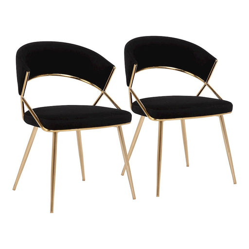 LumiSource Jie Dining Chair, Set of 2, Gold Steel/Black Velvet - DC-JIEAUVBK2