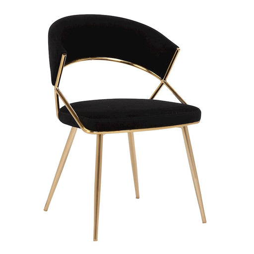 LumiSource Jie Dining Chair, Set of 2, Gold Steel/Black Velvet