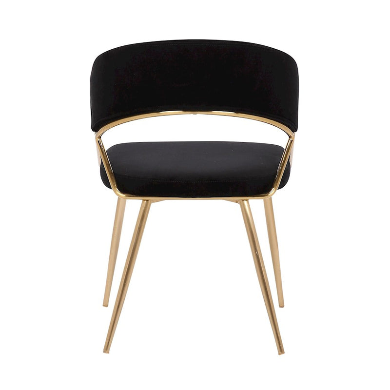 LumiSource Jie Dining Chair, Set of 2, Gold Steel/Black Velvet