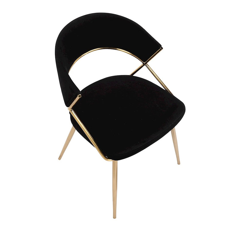 LumiSource Jie Dining Chair, Set of 2, Gold Steel/Black Velvet