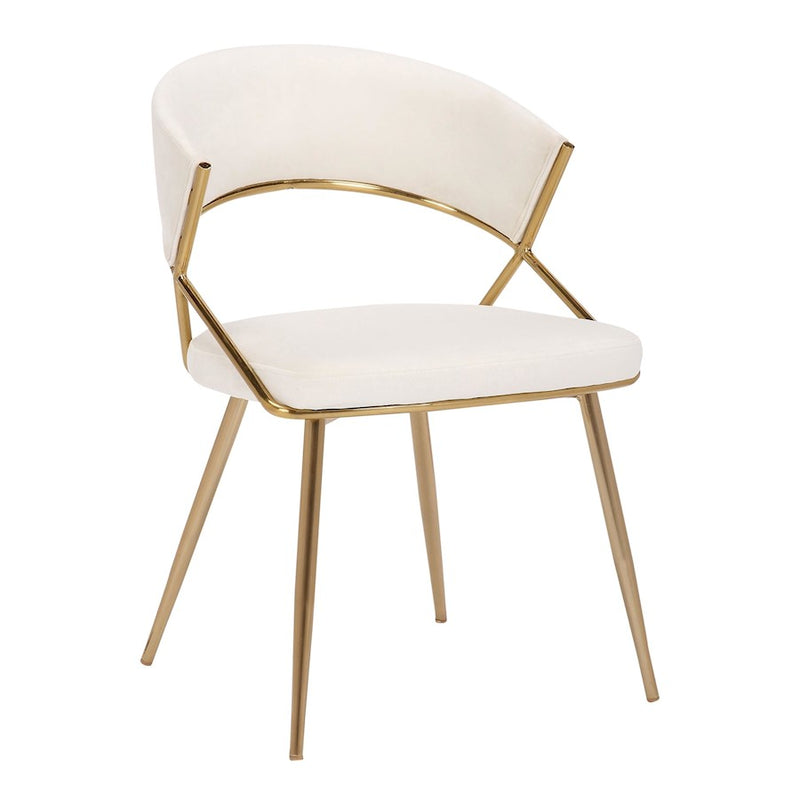 LumiSource Jie Dining Chair Set of 2 | Gold Steel and Cream Velvet | Glam Dining Room & Accent Seating | 22.25 x 20.5 x 31 in | Model DC-JIEAUVCR2