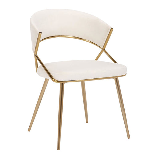 LumiSource Jie Dining Chair, Set of 2, Gold Steel/Cream Velvet