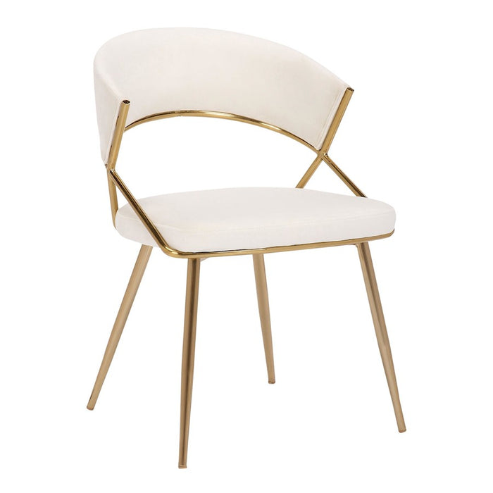 LumiSource Jie Dining Chair, Set of 2, Gold Steel/Cream Velvet