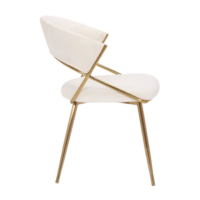 LumiSource Jie Dining Chair, Set of 2, Gold Steel/Cream Velvet