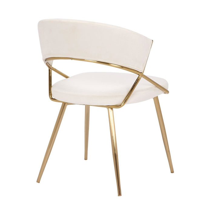 LumiSource Jie Dining Chair, Set of 2, Gold Steel/Cream Velvet