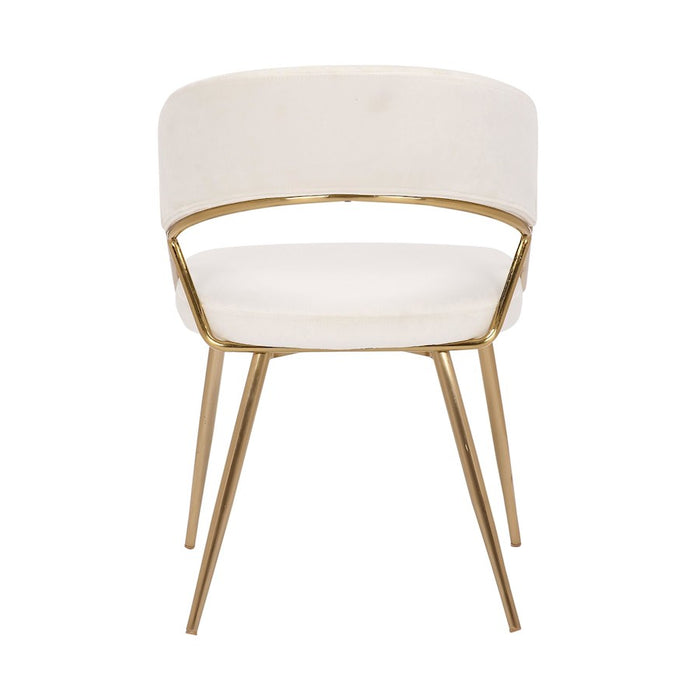 LumiSource Jie Dining Chair, Set of 2, Gold Steel/Cream Velvet