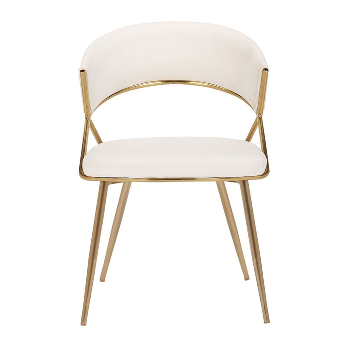 LumiSource Jie Dining Chair, Set of 2, Gold Steel/Cream Velvet