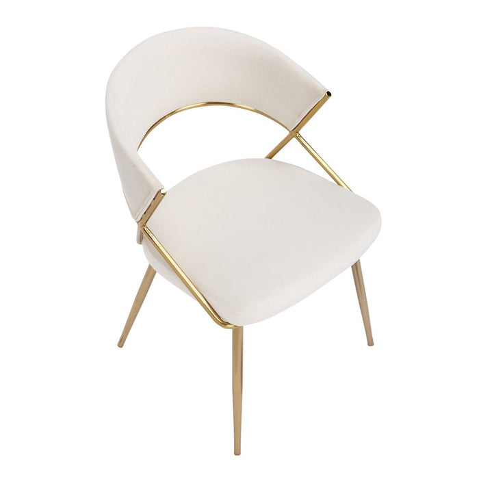 LumiSource Jie Dining Chair, Set of 2, Gold Steel/Cream Velvet