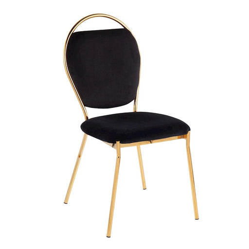 LumiSource Keyhole Dining Chair, Set of 2, Gold/Black Velvet