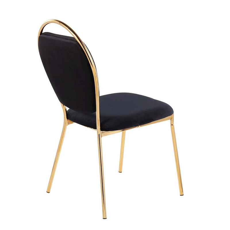 LumiSource Keyhole Dining Chair, Set of 2, Gold/Black Velvet