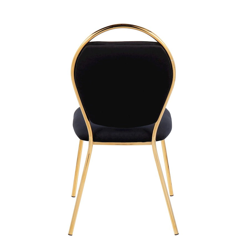 LumiSource Keyhole Dining Chair, Set of 2, Gold/Black Velvet