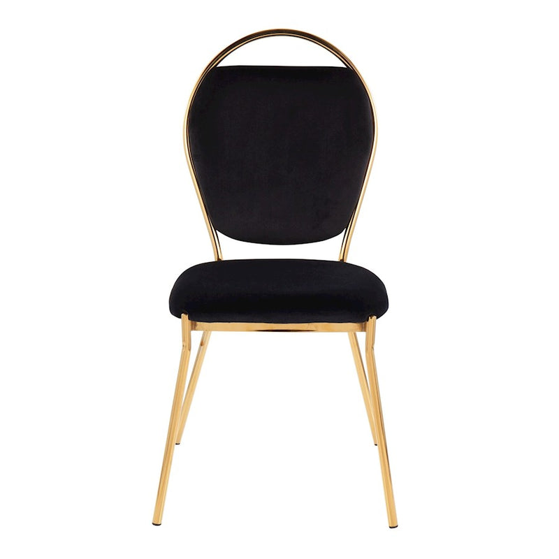 LumiSource Keyhole Dining Chair Set of 2 | Gold Metal and Black Velvet | Contemporary Glam Dining & Accent Seating | Model DC-KEYAUVBK2