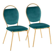 LumiSource Keyhole Dining Chair, Set of 2, Gold/Cream Velvet - DC-KEYAUVCR2