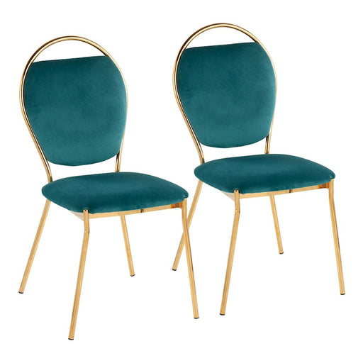 LumiSource Keyhole Dining Chair, Set of 2, Gold/Cream Velvet - DC-KEYAUVCR2