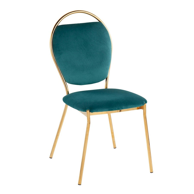 LumiSource Keyhole Dining Chair, Set of 2, Gold/Cream Velvet